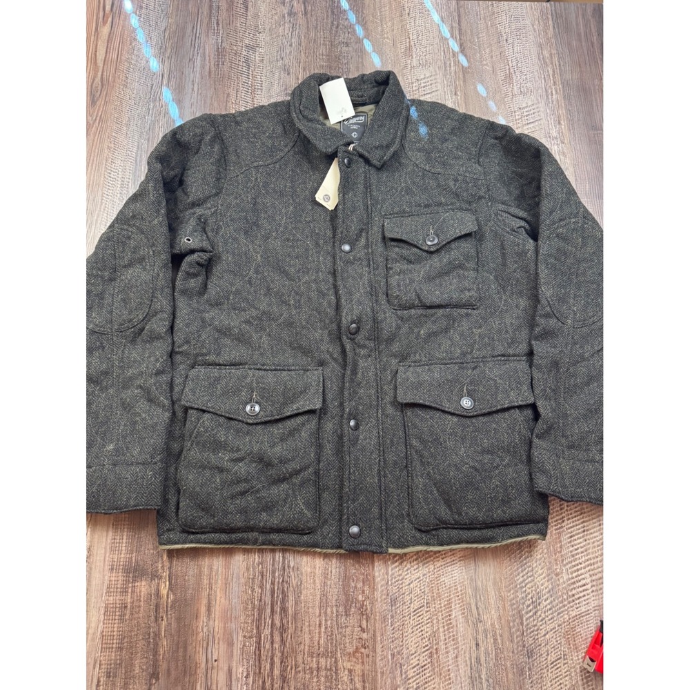 Grayers Herringbone Wool Blend Quilted Field Jacket Olive Charcoal Mens XL NWT